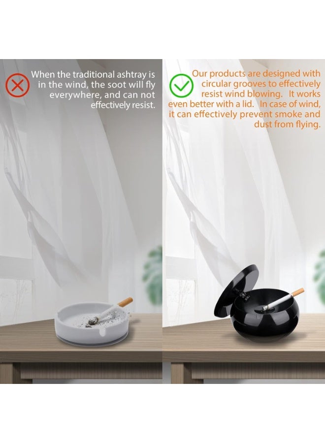 Ashtray with Lid for Cigarette, Smokeless Odorless Windproof Stainless Steel Ashtrays for Home Office Patio Balcony Indoor Outdoor Desktop Ash Tray - Image 5